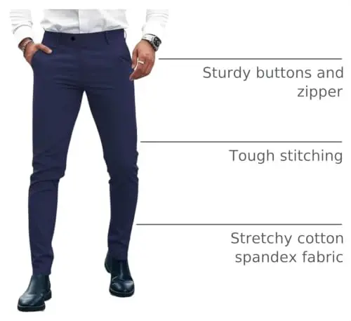 GINGTTO Mens Dress Pants Slim Fit Stretch Skinny Slacks Tapered Leg | 28in,30in,32in, Ankle length, Business, Stretch, Formal - 4