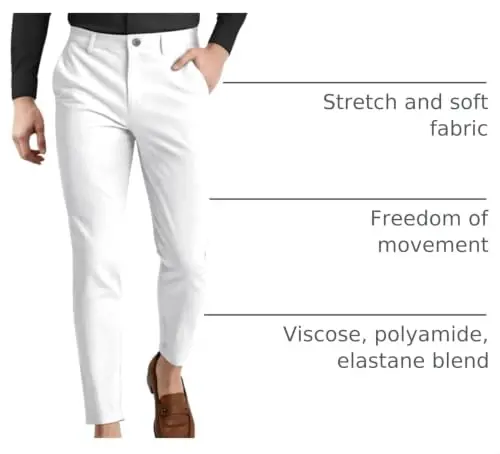 GINGTTO Mens Dress Pants Stretch Slim Fit Tapered Leg | Flat front slacks,Business casual trousers for men. - 4