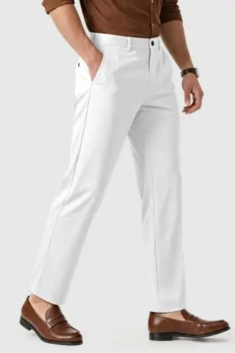GINGTTO Mens Dress Pants Stretch Slim Fit Tapered Leg | Flat front slacks,Business casual trousers for men. - 5