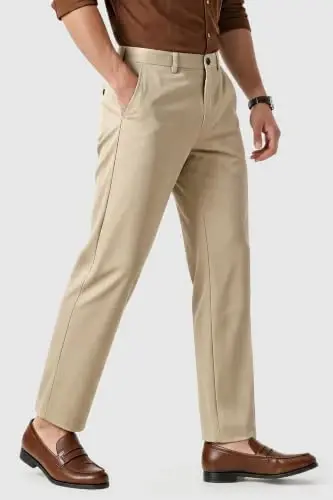 GINGTTO Mens Dress Pants Stretch Slim Fit Tapered Leg | Flat front slacks,Business casual trousers for men. - 4