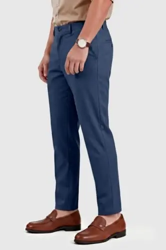 GINGTTO Mens Dress Pants Stretch Slim Fit Tapered Leg | Flat front slacks,Business casual trousers for men. - 6