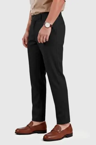 GINGTTO Mens Dress Pants Stretch Slim Fit Tapered Leg | Flat front slacks,Business casual trousers for men. - 6
