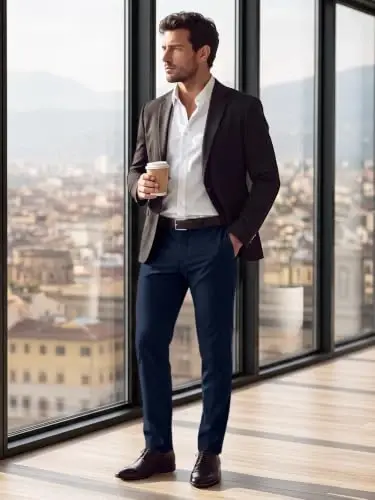 GINGTTO Mens Dress Pants Stretch Slim Fit Tapered Leg | Flat front slacks,Business casual trousers for men. - 5