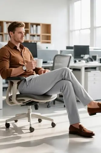 GINGTTO Mens Dress Pants Stretch Slim Fit Tapered Leg | Flat front slacks,Business casual trousers for men. - 3
