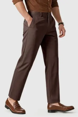 GINGTTO Mens Dress Pants Stretch Slim Fit Tapered Leg | Flat front slacks,Business casual trousers for men. - 4