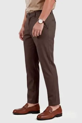 GINGTTO Mens Dress Pants Stretch Slim Fit Tapered Leg | Flat front slacks,Business casual trousers for men. - 6