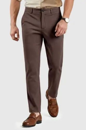 GINGTTO Mens Dress Pants Stretch Slim Fit Tapered Leg | Flat front slacks,Business casual trousers for men. - GINGTTO (1)