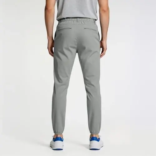 GINGTTO Mens Golf Pants Joggers Slim Fit Tapered Stretch Black 28in Inseam | Lightweight, 4 way Stretch, Athletic fit, Stretch waist, Zipper pockets, Versatile for golf, dress and casual occasions. - 3
