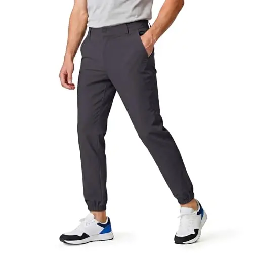 GINGTTO Mens Golf Pants Joggers Slim Fit Tapered Stretch Black 28in Inseam | Lightweight, 4 way Stretch, Athletic fit, Stretch waist, Zipper pockets, Versatile for golf, dress and casual occasions. - 1