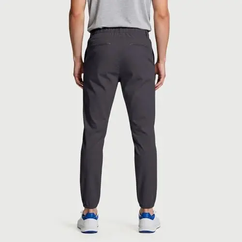 GINGTTO Mens Golf Pants Joggers Slim Fit Tapered Stretch Black 28in Inseam | Lightweight, 4 way Stretch, Athletic fit, Stretch waist, Zipper pockets, Versatile for golf, dress and casual occasions. - 3