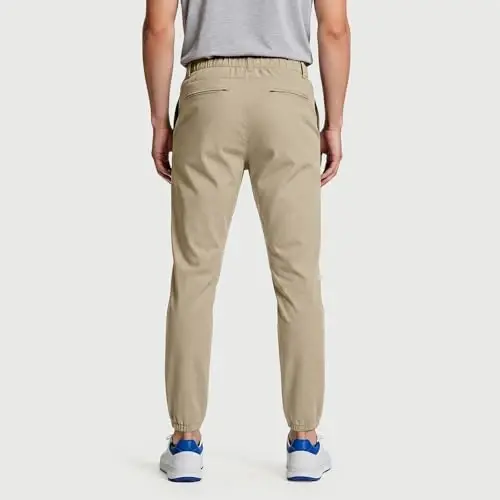 GINGTTO Mens Golf Pants Joggers Slim Fit Tapered Stretch Black 28in Inseam | Lightweight, 4 way Stretch, Athletic fit, Stretch waist, Zipper pockets, Versatile for golf, dress and casual occasions. - 3