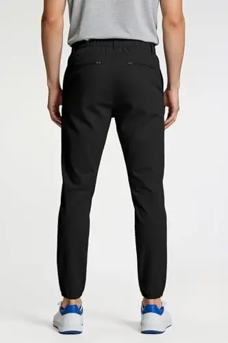 GINGTTO Mens Golf Pants Joggers Slim Fit Tapered Stretch Black 28in Inseam | Lightweight, 4 way Stretch, Athletic fit, Stretch waist, Zipper pockets, Versatile for golf, dress and casual occasions. - GINGTTO (1)