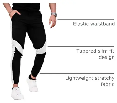 GINGTTO Mens Golf Pants Joggers Slim Fit Tapered Stretch Black 28in Inseam | Lightweight, 4 way Stretch, Athletic fit, Stretch waist, Zipper pockets, Versatile for golf, dress and casual occasions. - 4