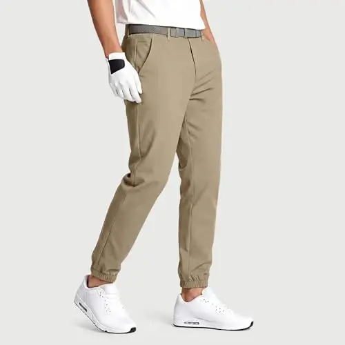 GINGTTO Mens Golf Pants Joggers Slim Fit Tapered Stretch Black 28in Inseam | Lightweight, 4 way Stretch, Athletic fit, Stretch waist, Zipper pockets, Versatile for golf, dress and casual occasions. - GINGTTO (1)