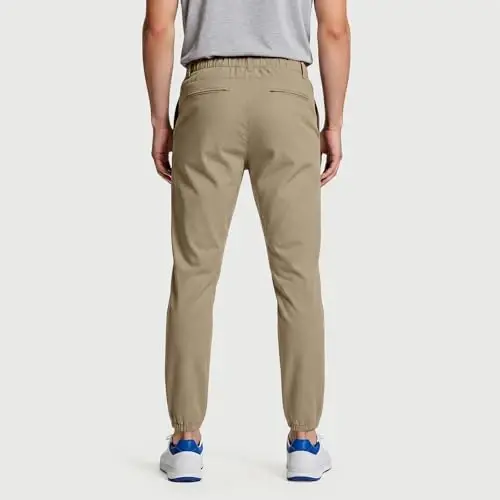 GINGTTO Mens Golf Pants Joggers Slim Fit Tapered Stretch Black 28in Inseam | Lightweight, 4 way Stretch, Athletic fit, Stretch waist, Zipper pockets, Versatile for golf, dress and casual occasions. - 3