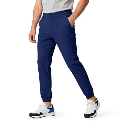 GINGTTO Mens Golf Pants Joggers Slim Fit Tapered Stretch Black 28in Inseam | Lightweight, 4 way Stretch, Athletic fit, Stretch waist, Zipper pockets, Versatile for golf, dress and casual occasions. - 1