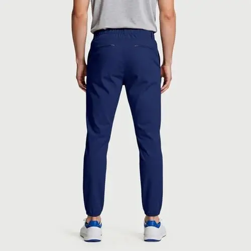 GINGTTO Mens Golf Pants Joggers Slim Fit Tapered Stretch Black 28in Inseam | Lightweight, 4 way Stretch, Athletic fit, Stretch waist, Zipper pockets, Versatile for golf, dress and casual occasions. - 3