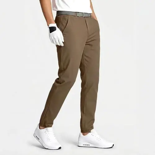 GINGTTO Mens Golf Pants Joggers Slim Fit Tapered Stretch Black 28in Inseam | Lightweight, 4 way Stretch, Athletic fit, Stretch waist, Zipper pockets, Versatile for golf, dress and casual occasions. - GINGTTO (1)