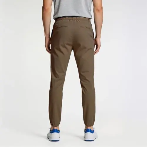GINGTTO Mens Golf Pants Joggers Slim Fit Tapered Stretch Black 28in Inseam | Lightweight, 4 way Stretch, Athletic fit, Stretch waist, Zipper pockets, Versatile for golf, dress and casual occasions. - 3