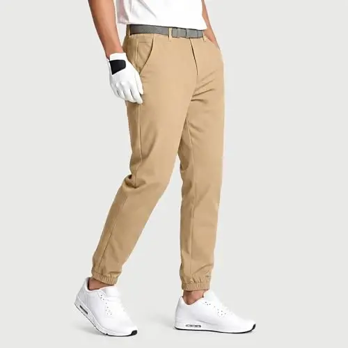 GINGTTO Mens Golf Pants Joggers Slim Fit Tapered Stretch Black 28in Inseam | Lightweight, 4 way Stretch, Athletic fit, Stretch waist, Zipper pockets, Versatile for golf, dress and casual occasions. - GINGTTO (1)