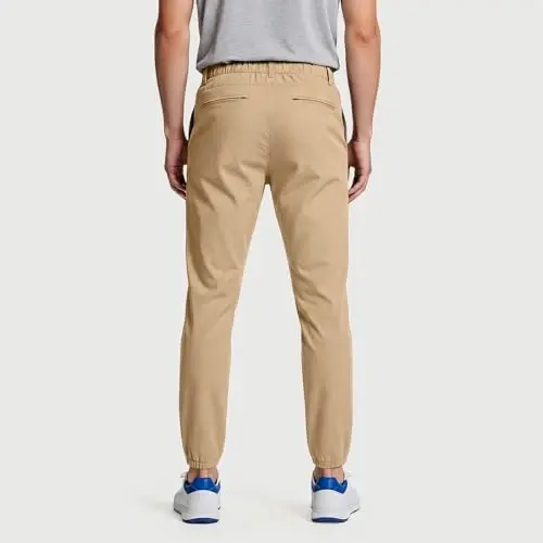 GINGTTO Mens Golf Pants Joggers Slim Fit Tapered Stretch Black 28in Inseam | Lightweight, 4 way Stretch, Athletic fit, Stretch waist, Zipper pockets, Versatile for golf, dress and casual occasions. - 3