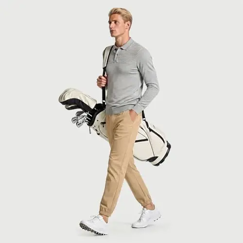 GINGTTO Mens Golf Pants Joggers Slim Fit Tapered Stretch Black 28in Inseam | Lightweight, 4 way Stretch, Athletic fit, Stretch waist, Zipper pockets, Versatile for golf, dress and casual occasions. - 4