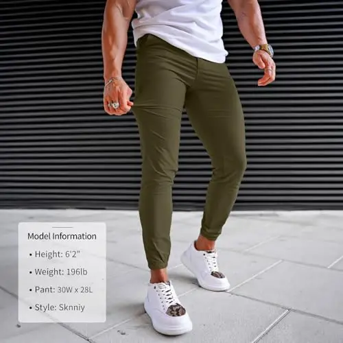 GINGTTO Mens Golf Pants Joggers Slim Fit Tapered Stretch Black 28in Inseam | Lightweight, 4 way Stretch, Athletic fit, Stretch waist, Zipper pockets, Versatile for golf, dress and casual occasions. - 4