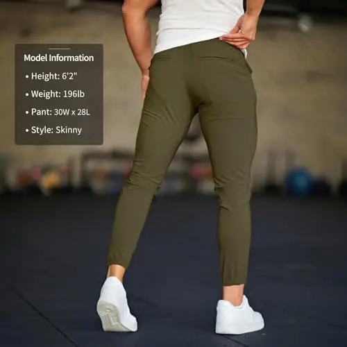 GINGTTO Mens Golf Pants Joggers Slim Fit Tapered Stretch Black 28in Inseam | Lightweight, 4 way Stretch, Athletic fit, Stretch waist, Zipper pockets, Versatile for golf, dress and casual occasions. - 5