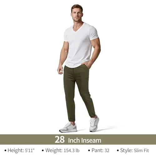GINGTTO Mens Golf Pants Joggers Slim Fit Tapered Stretch Black 28in Inseam | Lightweight, 4 way Stretch, Athletic fit, Stretch waist, Zipper pockets, Versatile for golf, dress and casual occasions. - 6