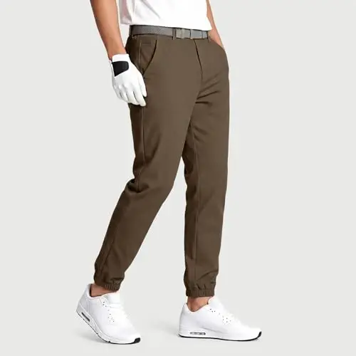 GINGTTO Mens Golf Pants Joggers Slim Fit Tapered Stretch Black 28in Inseam | Lightweight, 4 way Stretch, Athletic fit, Stretch waist, Zipper pockets, Versatile for golf, dress and casual occasions. - GINGTTO (1)