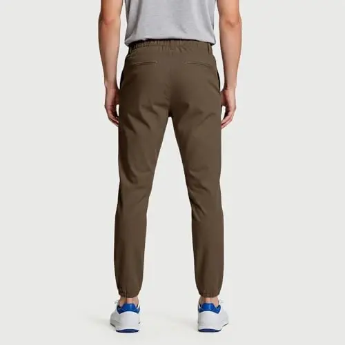 GINGTTO Mens Golf Pants Joggers Slim Fit Tapered Stretch Black 28in Inseam | Lightweight, 4 way Stretch, Athletic fit, Stretch waist, Zipper pockets, Versatile for golf, dress and casual occasions. - 3