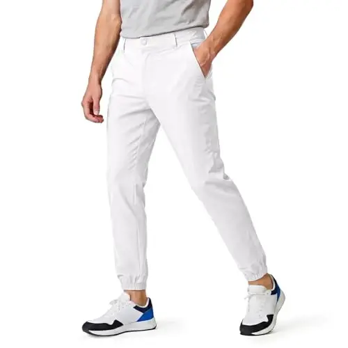 GINGTTO Mens Golf Pants Joggers Slim Fit Tapered Stretch Black 28in Inseam | Lightweight, 4 way Stretch, Athletic fit, Stretch waist, Zipper pockets, Versatile for golf, dress and casual occasions. - 1
