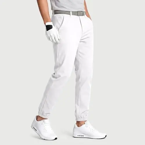 GINGTTO Mens Golf Pants Joggers Slim Fit Tapered Stretch Black 28in Inseam | Lightweight, 4 way Stretch, Athletic fit, Stretch waist, Zipper pockets, Versatile for golf, dress and casual occasions. - GINGTTO (1)