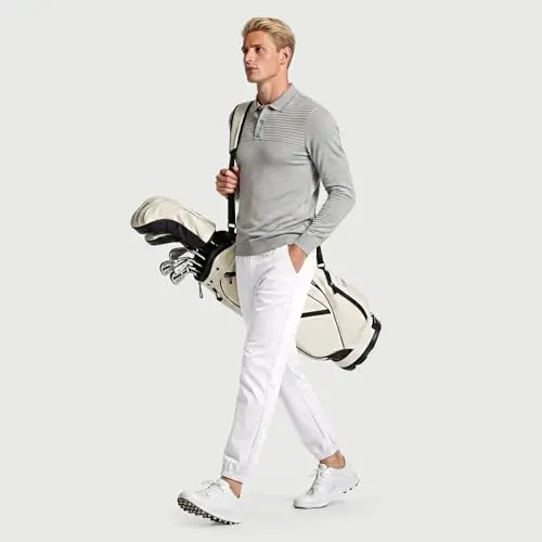 GINGTTO Mens Golf Pants Joggers Slim Fit Tapered Stretch Black 28in Inseam | Lightweight, 4 way Stretch, Athletic fit, Stretch waist, Zipper pockets, Versatile for golf, dress and casual occasions. - 4
