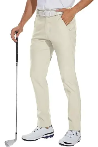 GINGTTO Mens Golf Pants Joggers Slim Fit Tapered Stretch Black 28in Inseam | Lightweight, 4 way Stretch, Athletic fit, Stretch waist, Zipper pockets, Versatile for golf, dress and casual occasions. - GINGTTO (1)