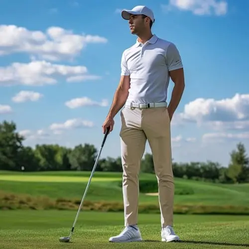 GINGTTO Mens Golf Pants Joggers Slim Fit Tapered Stretch Black 28in Inseam | Lightweight, 4 way Stretch, Athletic fit, Stretch waist, Zipper pockets, Versatile for golf, dress and casual occasions. - 6