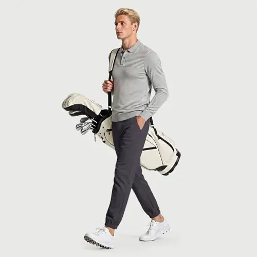 GINGTTO Mens Golf Pants Joggers Slim Fit Tapered Stretch Black 28in Inseam | Lightweight, 4 way Stretch, Athletic fit, Stretch waist, Zipper pockets, Versatile for golf, dress and casual occasions. - 5