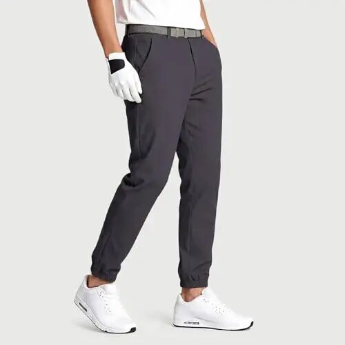 GINGTTO Mens Golf Pants Joggers Slim Fit Tapered Stretch Black 28in Inseam | Lightweight, 4 way Stretch, Athletic fit, Stretch waist, Zipper pockets, Versatile for golf, dress and casual occasions. - GINGTTO (1)