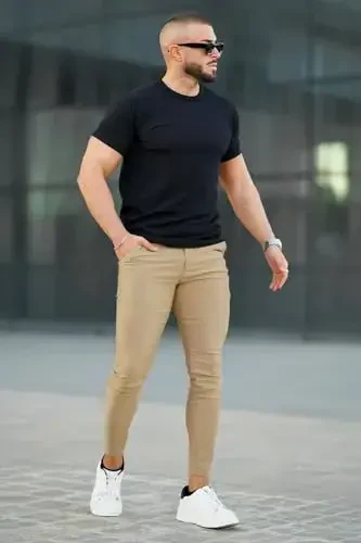 GINGTTO Мужские Брюки Slim Fit Chino Формальные - 5