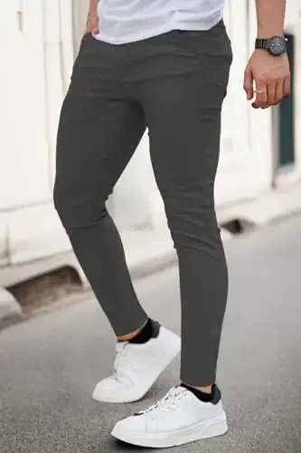 GINGTTO Мужские Брюки Slim Fit Эластичные Брюки Чинос для Мужчин - 7