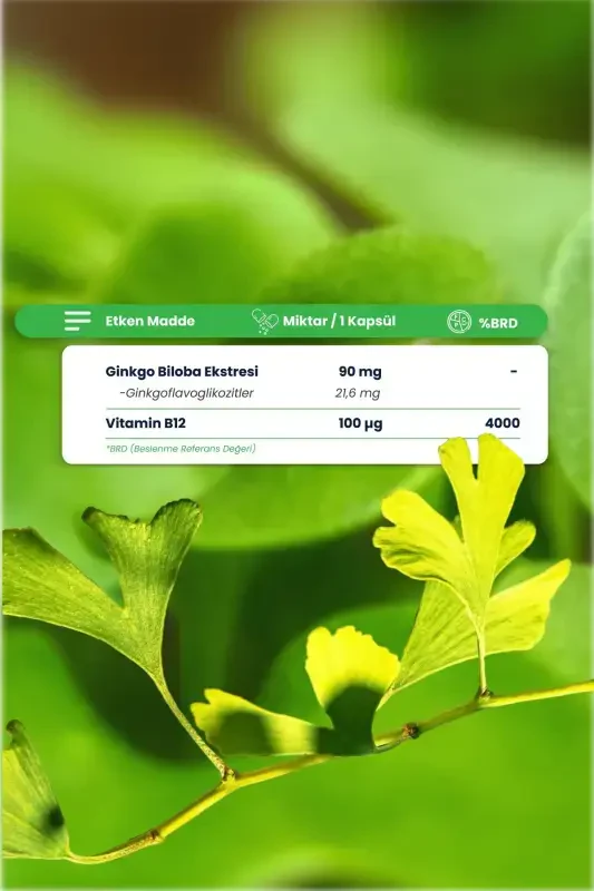 Ginkgo Biloba and Vitamin B12 60 Softgels - 2