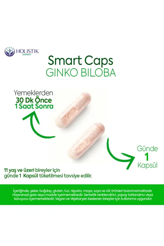 Ginkgo Biloba va B12 Vitamini 60 Yumshoq Kapsul - SMARTCAPS