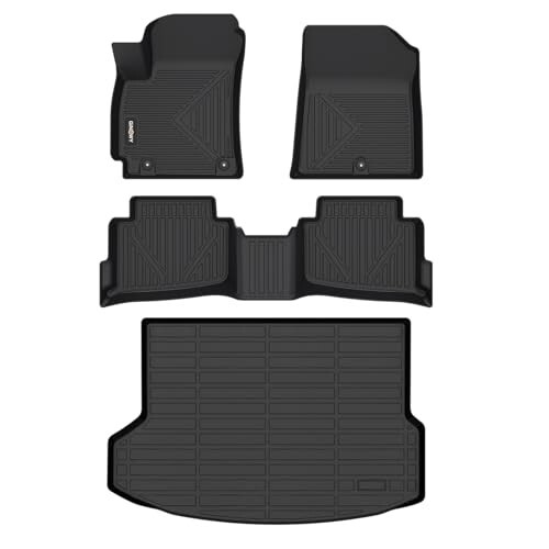 GINOWY - Floor Mats Cargo Liner Set for Kia Seltos 2023 2022 2021 2020 with Subwoofer, TPE All Weather Protection Car Mats Seltos Set, Custom Floor Liners, Anti-Slip Trunk Mat, Automotive Accessories - 2