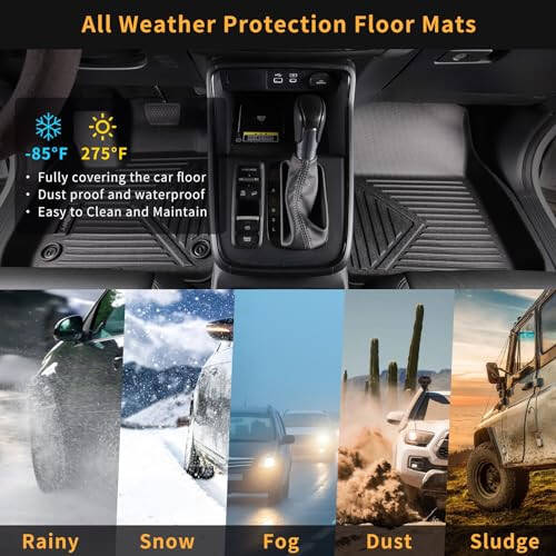 GINOWY - Floor Mats for Kia Seltos 2020-2024 2025, All Weather Mats for Kia Seltos, Custom Fit Floor Liners TPE Waterproof Rubber Car Floor Mats, Anti-Slip 2024 Seltos Automotive Accessories, Black - 9