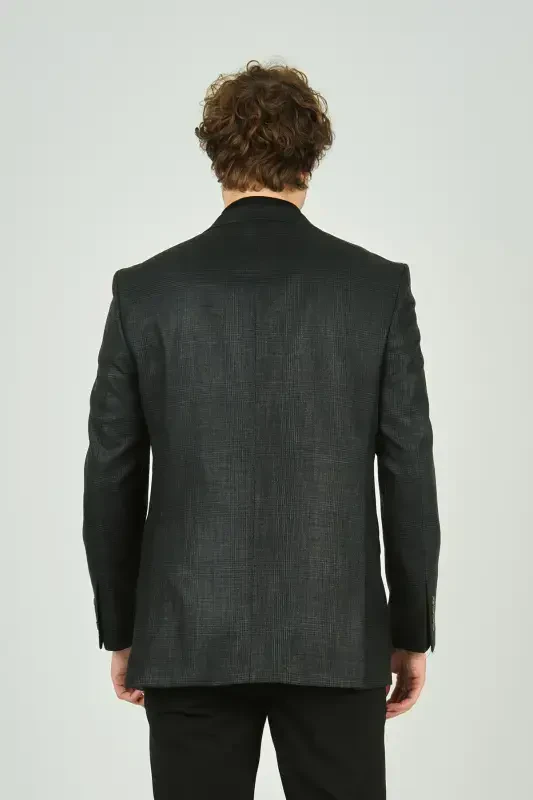 Gio Erkak Klassik Kesim Chiziqli Regular Fit Yun Kurtka 1891 Yashil-Yashil - 4