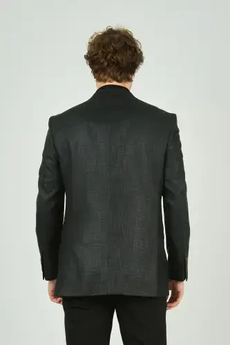 Gio Erkek Klasik Kesim Çizgili Regular Fit Yün Ceket 1891 Yeşil-Yeşil - 4