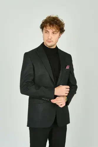 Gio Men's Classic Fit Striped Regular Fit Wool Jacket 1891 Green-Green - GİO (1)