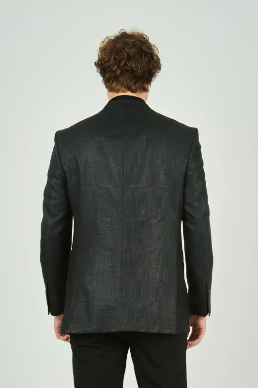 Gio Men's Classic Fit Striped Regular Fit Wool Jacket 1891 Green-Green - 4