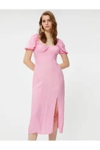Gipeli Midikleid mit Ballonärmeln und Schlitz - Rose - KOTON (1)