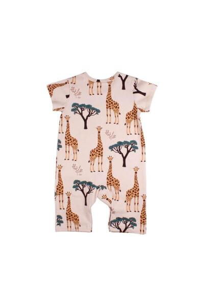 Giraffe Patterned Organic Baby Summer Romper - 8